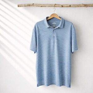J. Crew Performance Polo Shirt Mens XXL Blue White Striped Short Sleeve Golf